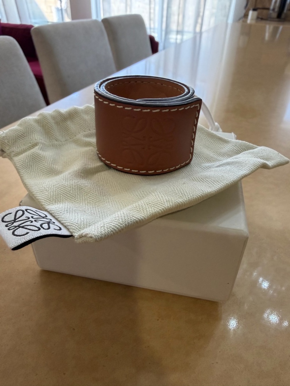 Loewe Small Anagram Slap Bracelet in Brown